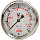 Gauge-0-30 4240gxb30 Valley Instrument Grade Back Mount Glycerin Filled Psi