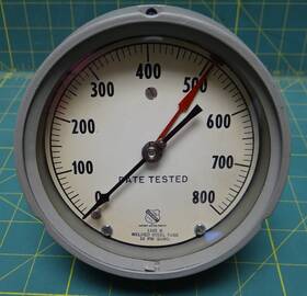 1245-b Ashcroft 4.5 Inch Pressure Gauge 0-800 Psi Lower Back 1/4 Npt Welded Steel Tube