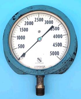 45-1279-ss-04l-5000 Ashcroft 45-1279-ss-04l-5000# Vintage Duragauge 5000 Psi Pressure Gauge Large Blue Industrial 7.5 Inch