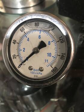 Kc-k10 Bar Pressure Gauge 0-11bar 0-160psi 1.5 Inch Used