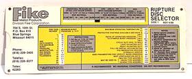 9614758 Fike Metal Products Rupture Disc Selector Size Minimum Burst Pressure More