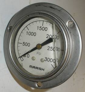 096235 Marsh Instruments 3000 Psi Gauge Oil Filled Hydraulic Pressure 3-3/8 Inch Diameter
