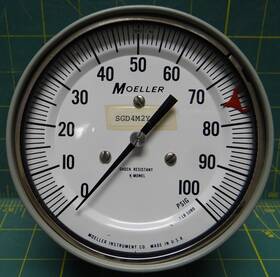 Sgd4m2y-g Moeller 4 1/2 Inch Pressure Gauge 0-100 Psig 1 Lb Subd