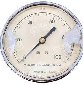 18968 Moore Products Co Vintage 0-100psi Round Pressure Gauge