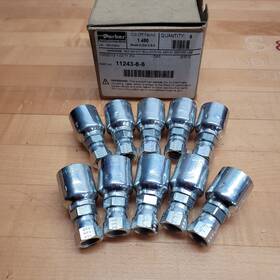 10-parker11243-6-6 Parker 11243-6-6 Lot Of 3/8 Inch Hose X Male Parkrimp Rigid Hydraulic Fitting