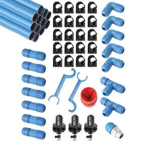 F28090 Rapidair Fastpipe 1 Inch Master Kit Aluminum Pipe And Nylon Fittings 90ft 3 Outlets
