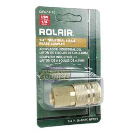 Cif6-14-1c Rolair 1/4 Inch Female Industrial Style 6 Ball Solid Brass Coupler Single