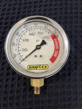 0-10k Simplex 18960 Hydraulic Liquid Filled Pressure Gauge Psi 4 Inch Face 1/4 Npt