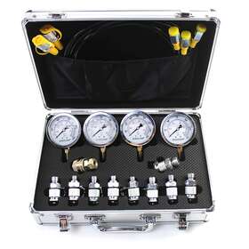 Sinocmp 445005288276 Hydraulic Test Gauge Kit 100/250/400/600 Bar 4 Gauges 3 Hoses 10 Co