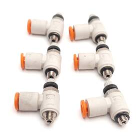 As1201f-m5-03 Smc As1201f-m5-04 Lot Of 6 Elbow Flow Control Fittings M5 Thread 5/32 Inch Tubing