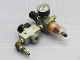 Aw20-02bg Smc Vhs400-02 Pneumatic Filter Regulator With 3 Port Pressure Relief Val