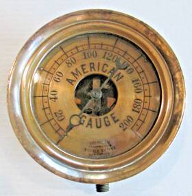 1903 T. W. Lane American Gauge Rare Antique By Brass Steam Water Pressure 200psi