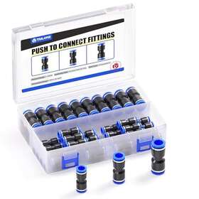 Tailonz Pneumatic 431250493656 30 Pcs Straight Push Connectors Plastic Quick Release Air Line Fittin