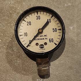 Us Gauge 22858-1 Vintage Usg Pressure 0-60 Psi Guss Gas Inc Glenshaw Pa Untested