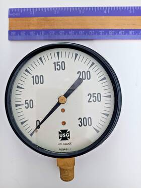 10949-1 Usg Vintage Gauge Us 0-300 Large Nice