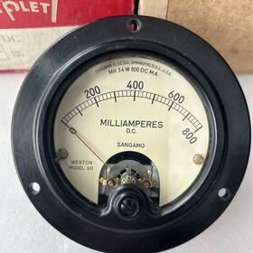 Mr34w800dcma Weston Elec Vintage 3.5 Inch 301 0-800 Milliamperes Dc Sangamo