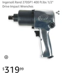 Ingersoll Rand 2705P1 1/2 Inch Drive 2700 Series Industrial Duty Air Impact.... Fixed Price $150.00.