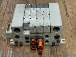 Smc Solenoid Manifold Base With VQ4300-5, VQ4301-5W, VQ4101-5W Valves. Fixed Price $125.00.