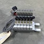 Smc SY5120-5LZD-1442 6 Valve Solenoid Manifold Assembly For Air. Fixed Price $120.00.