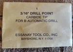 Vtg Stanley Yankee Push Drill Points 1PC 3/16" Carbide Bits Essanay Tool Co. New. Fixed Price $7.00.