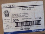 Thomas & Betts Insulated Chase Nipple P/n: 1942 1/2IN Blue (box Of 25). Fixed Price $55.00.