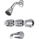 Home Impressions Chrome 3-HANDLE Metal Knob Tub & Shower Faucet F30K4507CP-JPA9. Fixed Price $107.49.