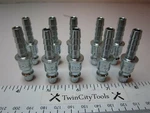 (10) Industrial Sleeve Quick Connect Pneumatic Coupler Plugs 1/4" X 5/16" Barb. Fixed Price $27.00.