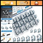 60PCS Fuel Line Clamps 8 Sizes 7-16MM Zinc Plated High Pressure Hose Fo. Fixed Price $25.99.
