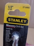 5 Packs - Carbide Stanley 1/2" Masonry Drill Bits, Impact Attach. Fixed Price $12.00.
