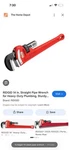 Ridgid 14 Heavy Duty Pipe Wrench, In. Cap., 31020. Fixed Price $29.99.