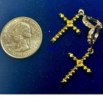 Gold-tone Cross Earrings With Clear Stones Adoring The And Round Connector. Fixed Price $18.88.