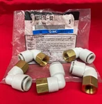 Smc 90 Elbow KQ2LF10-02 10MM Pushlok Tube 1/4" Npt ** Lot Of 5. Fixed Price $10.00.