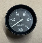 Auto Gage Oil Pressure Gauge = 2" Black Face. Fixed Price $24.99.