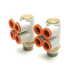 Lot Of Smc KQ2ZD13-37NS Double Branch Elbow Fitting 4X Tube 1/2"NPT. Fixed Price $45.00.