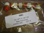Qty 5 Smc KQH07-34S One Touch Male Air Push Tubing Connector 1/8"OD X 1/4" Npt. Fixed Price $10.00.
