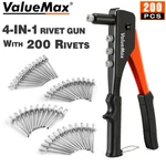 Valuemax 4-IN-1 Hand Riveter/rivet Gun Pop Tool Kit 200 Rivets Nosepiece. Fixed Price $23.99.