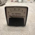 Vintage General Electric 0-5 D-c Amperes Gauge Type DW91 Model A283BT2. Fixed Price $19.00.