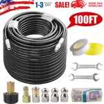 5800PSI Sewer Jetter Nozzles Kit 100FT Drain Cleaning Hose For Pressure Washer. Fixed Price $39.45.