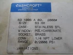 Ashcroft 63 1008 02L 2000# Pressure Gauge. Fixed Price $44.58.
