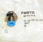 186097, QS-G1/4-6, 4PC, Festo, Push-in Fitting, New. Fixed Price $13.95.