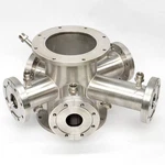 8-WAY Stainless Vacuum Cross 2X 7.5" 6X DN63CF With Individual Cooling Jackets. Fixed Price $999.99.