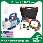 Manifold Gauge Set Ways Vacuum Pump Hvac Kit 4CFM 1/3HP Refrigeration Oil. Fixed Price $95.99.