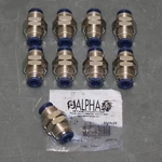 (9) Alpha Bulkhead Union 88050-06, X 3/8", Push To Connect, Nickel Brass. Fixed Price $49.95.