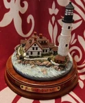 Original Candle Topper - Boston Harbor Lighthouse With Solid Wood Base Holder. Fixed Price $17.55.