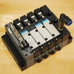 Koganei Pneumatic Fm-solid Manifold X88M Series W/4 Solenoid Valves Used. Fixed Price $18.94.